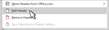Edit header dipilih pada dialog Header