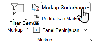 Cuplikan layar memperlihatkan di mana Anda bisa mengatur tingkat markup yang ingin Anda lihat di dokumen Word Anda.