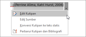 Pilih Opsi Kutipan, lalu Edit Kutipan