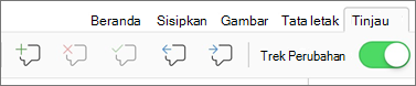 Menu komentar tab Tinjau