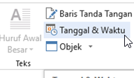Memilih Tanggal & Waktu pada tab Sisipkan