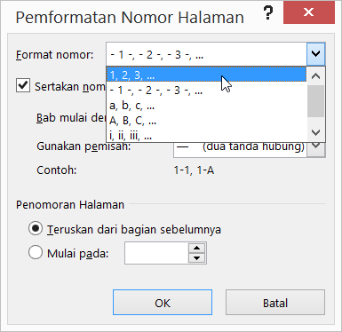 Memilih format angka