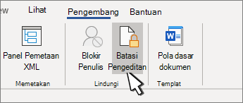 Tombol Batasi pengeditan