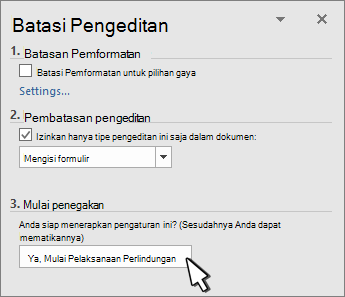 Membatasi panel pengeditan