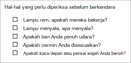 Contoh daftar berpoin dengan kotak.