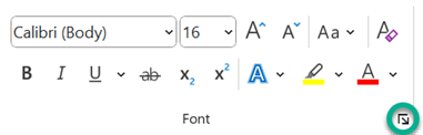 Peluncur kotak dialog Font.