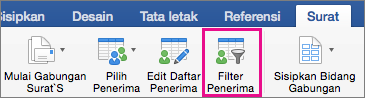 Klik untuk memfilter daftar gabungan surat