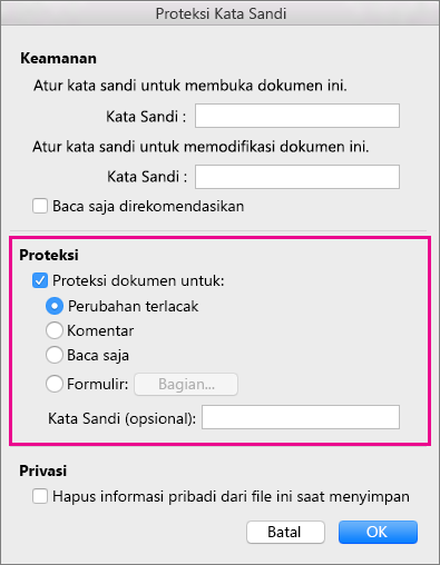Bagian proteksi disorot