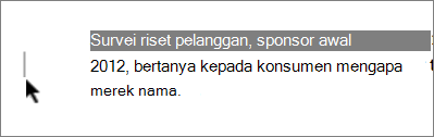 Markup disorot di dekat margin