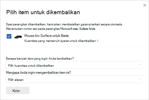 Snapshot untuk memilih return.