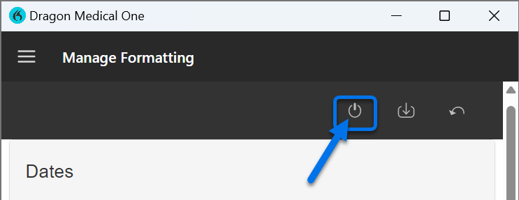 Reset to the default settings icon highlighted