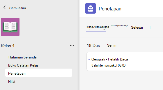 Screesnshot yang memperlihatkan tugas