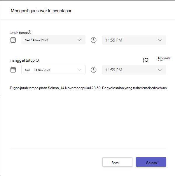 Edit lini masa tugas
