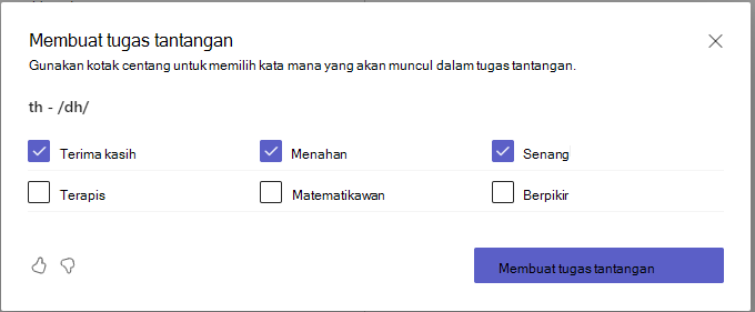 Cuplikan layar tantangan.