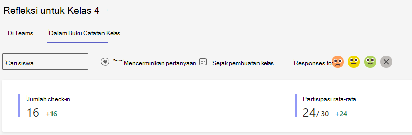 Cuplikan layar opsi refleksi.