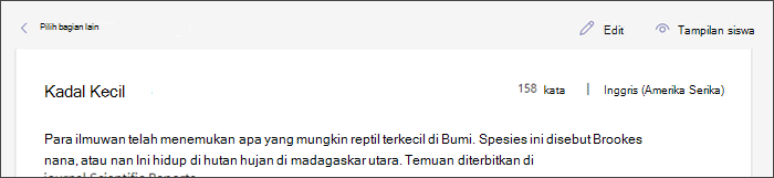 Cuplikan layar memperlihatkan bagian di tempatnya dengan kursor mengarahkan kursor ke tombol edit
