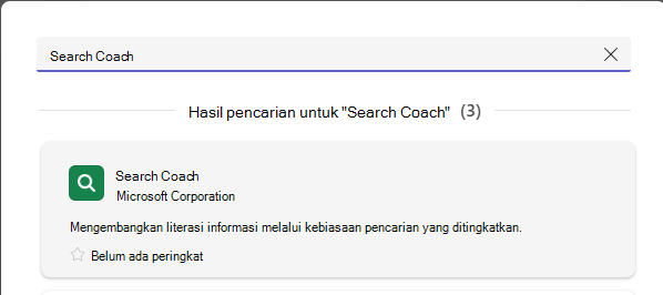 Cuplikan layar yang memperlihatkan pelatih pencarian.