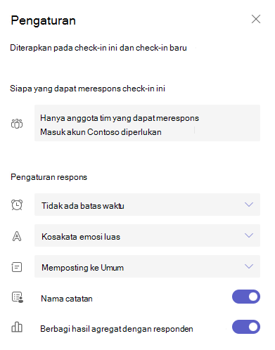 Cuplikan layar pengaturan.