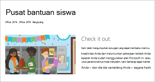 Halaman web yang berisi ilustrasi siswa di sekolah