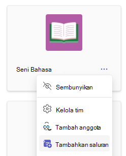 Cuplikan layar yang memperlihatkan tambahkan saluran.