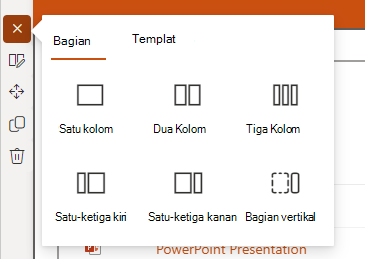 Cuplikan layar bagian tambahkan