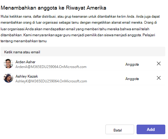 Cuplikan layar tambahkan.
