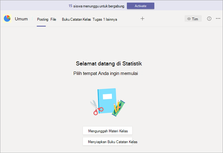 Tim dengan banner dan tombol Aktifkan.