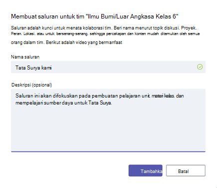 Buat saluran