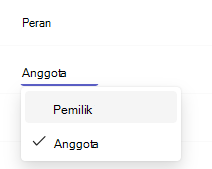Cuplikan layar yang menunjukkan pemilik.