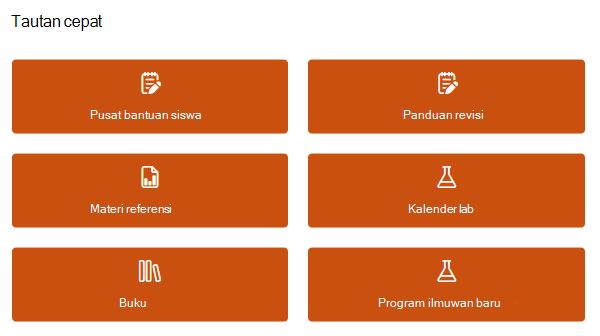 Cuplikan layar tautan cepat.