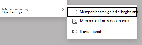 Cuplikan layar opsi tampilan.