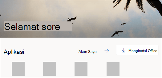 Cuplikan layar laman Office.com setelah masuk