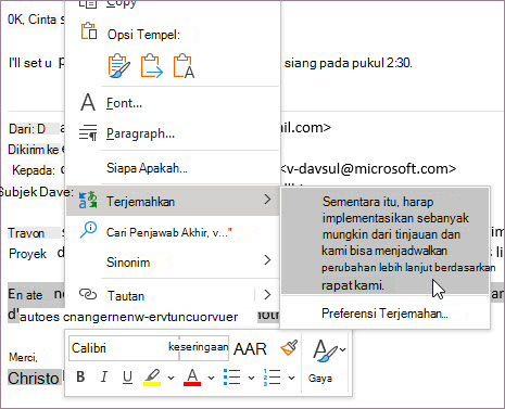 Terjemahkan saat menulis