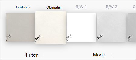 Opsi filter untuk pemindaian gambar di OneDrive untuk iOS