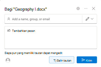 Kotak dialog Berbagi