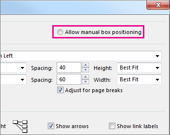 Click Allow manual box positioning to manually reposition a task.