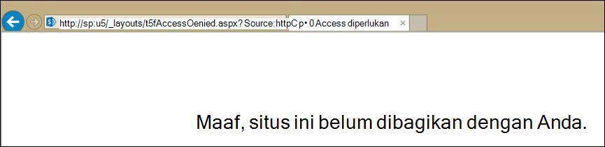 Cuplikan layar pesan kesalahan