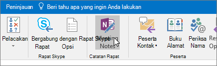 Cuplikan layar memperlihatkan tombol Catatan Rapat di Outlook.