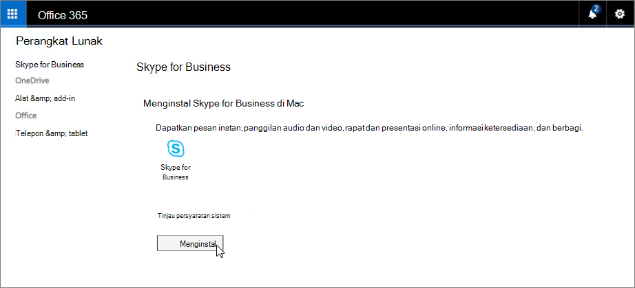 Instal Skype for Business di halaman Mac