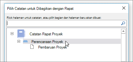 Cuplikan layar memperlihatkan dialog Bagikan Catatan di Skype for Business.