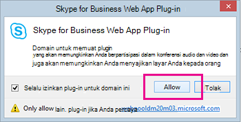 Mempercayai domain Plug-in Skype for Business Web App