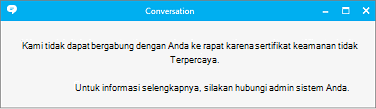 Pesan kesalahan yang memberi tahu Anda bahwa kebijakan tidak dapat ditemukan