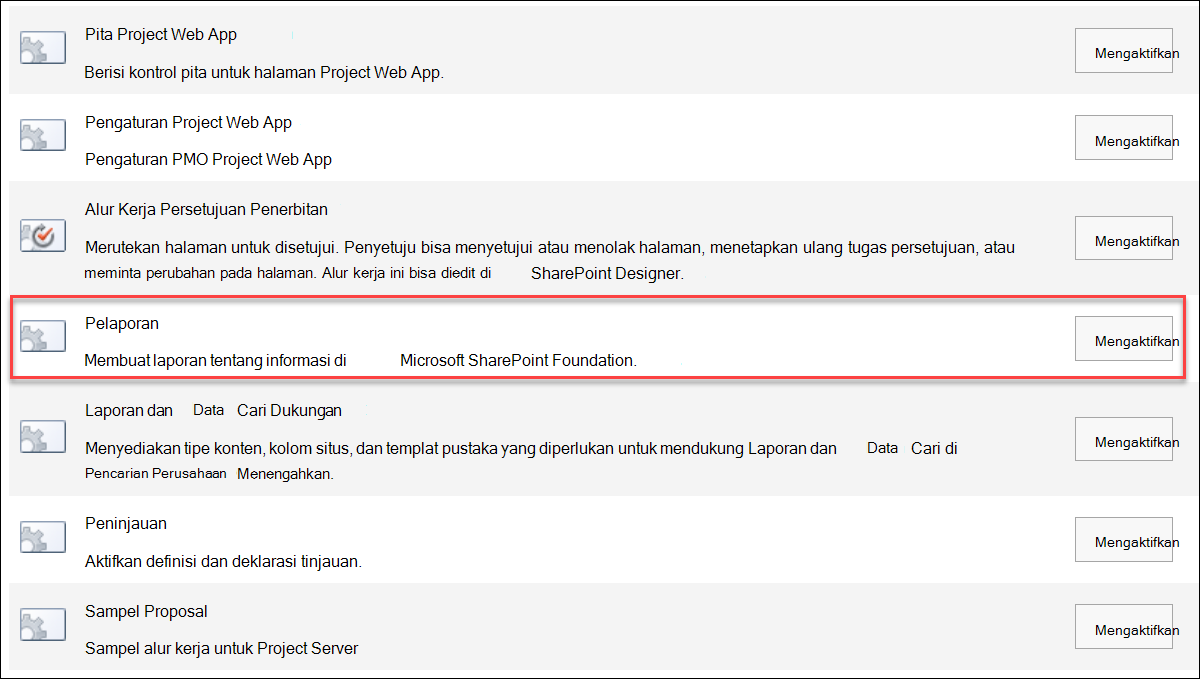 Cuplikan layar Aktifkan pelaporan Log