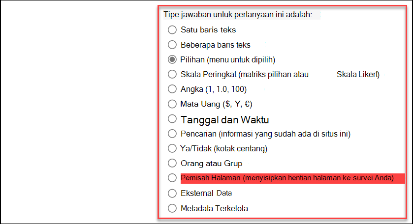 cuplikan layar tipe jawaban