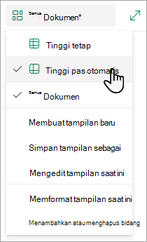 Saat berada dalam mode tampilan Kisi, Anda akan melihat opsi untuk Tinggi tetap dan Ketinggian sesuaikan otomatis.