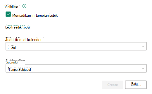 Tambahkan tingkat visibilitas yang Anda inginkan untuk kalender Anda.