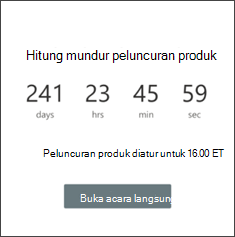 Cuplikan layar komponen web penghitung waktu mundur