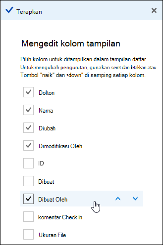 Menyusun kolom dalam pustaka dokumen
