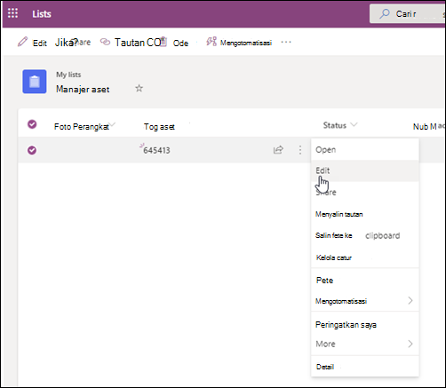 Mengedit Item