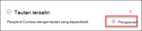 cuplikan layar pengaturan Tautan untuk item daftar